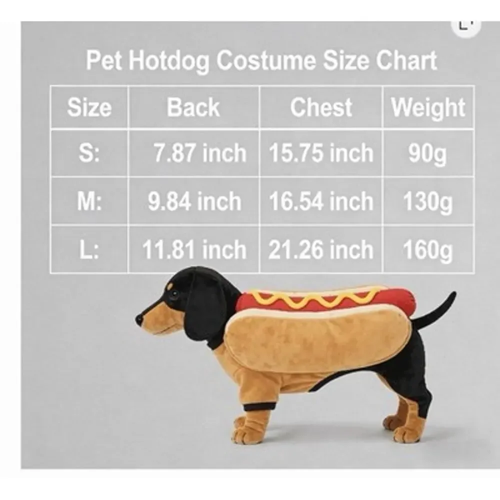 Hot Dog Costume, Cute Funny Pet Halloween Costume Small Dog